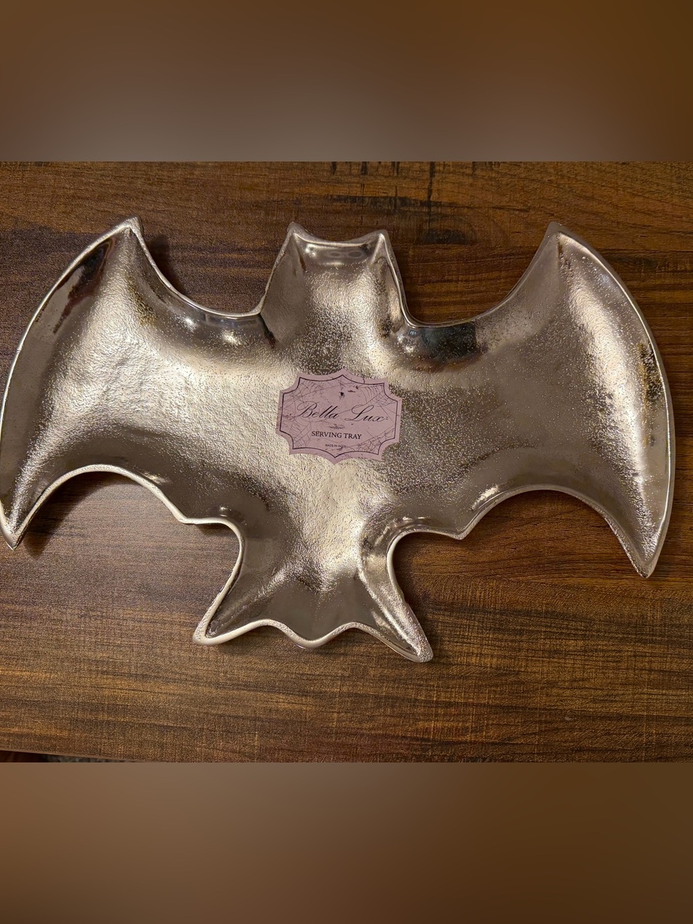 Bella Lux Bat Serving Tray Silver - NWT